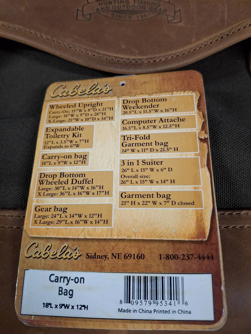 Cabela's Brown Leather & Olive Canvas Messenger Bag